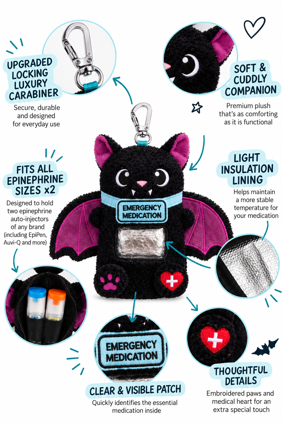 Epi-Pal™ Plush Medication Carrier - LIMITED EDITION BAT